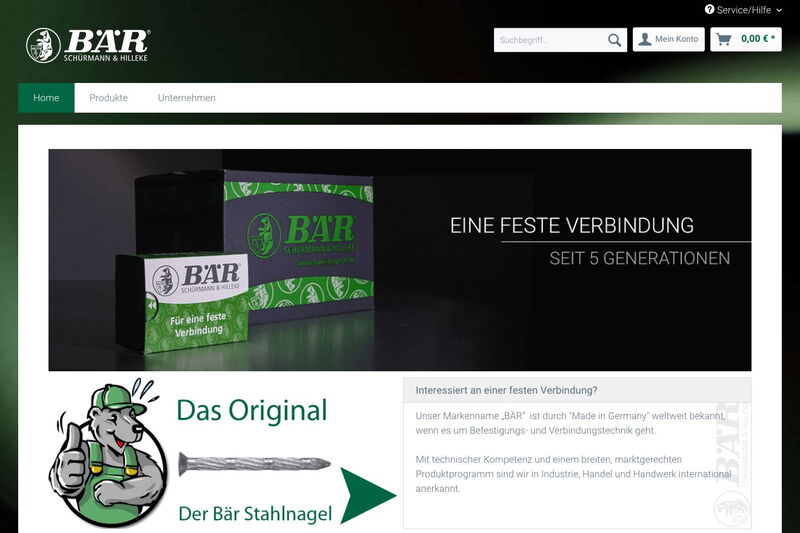 Startseite des Online-Shops baer-original.de